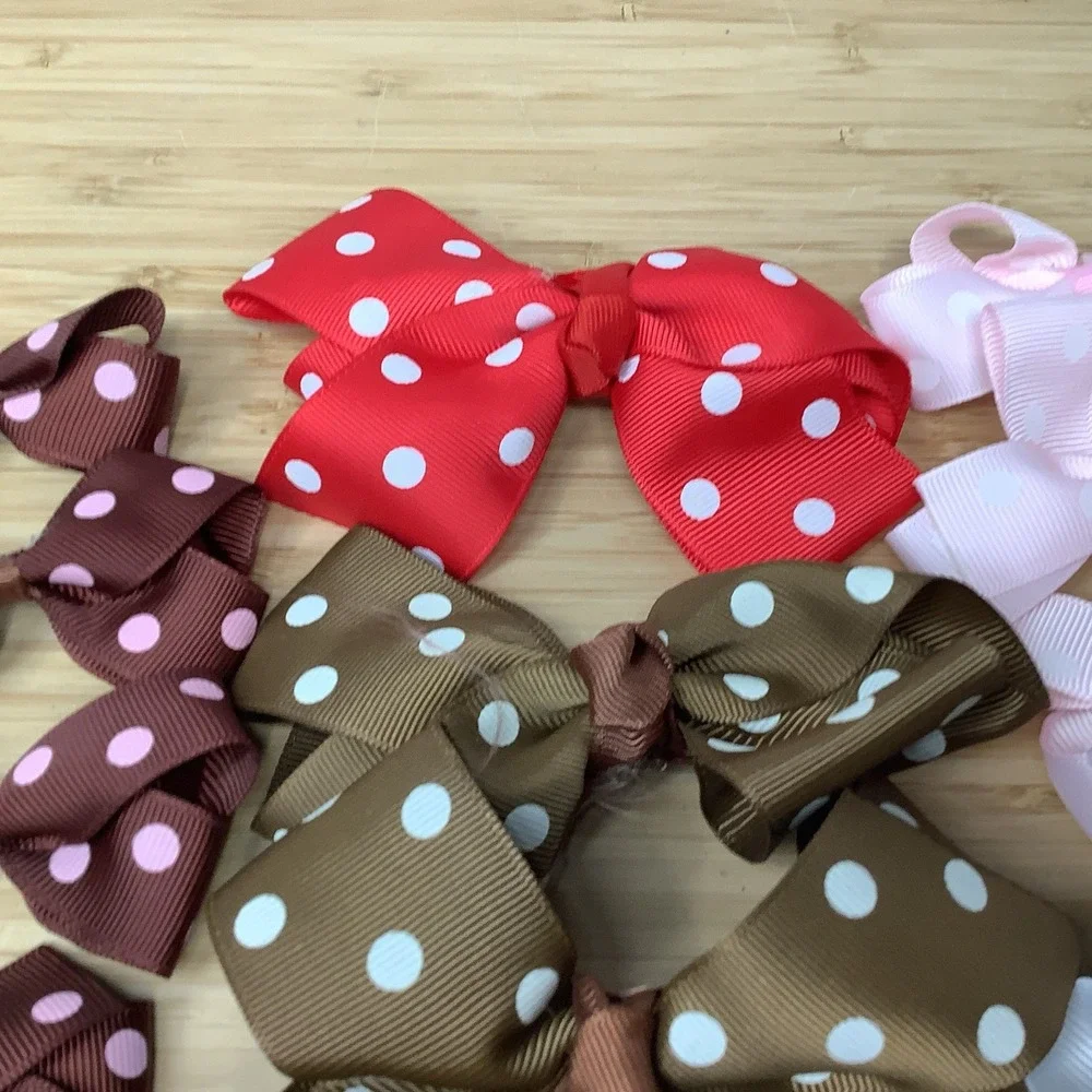 19 Polka Dot Assorted Girl Hair Bows Alligator Clip